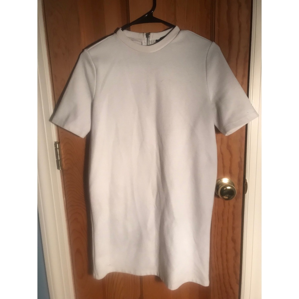 Winter white mock neck shift dress